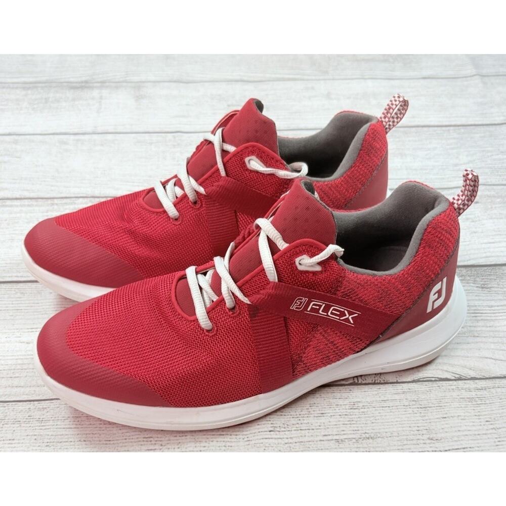 Footjoy FJ Flex Men’s 56110 Spikeless Golf Shoes Bright Red Size 8M